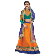 Triveni Marvelous Orange Colored Embroidered Faux Georgette Lehenga Choli